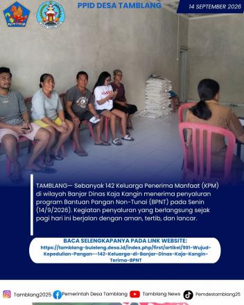 Wujud Kepedulian Pangan, 142 Keluarga di Banjar Dinas Kaja Kangin Terima BPNT